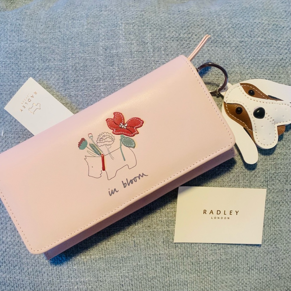 NWT RADLEY London WALLET dog in bloom wallet and dog keychain